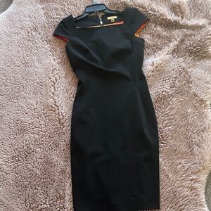 Ted Baker Little Black Dress squared neckline slim fitting size 1